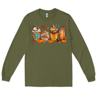 Army Green give thanks coffee cups Long Sleeve Tee - MaliasSmallBusiness
