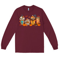 Burgundy give thanks coffee cups Long Sleeve Tee - MaliasSmallBusiness