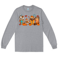 Heather Grey give thanks coffee cups Long Sleeve Tee - MaliasSmallBusiness