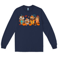 Navy give thanks coffee cups Long Sleeve Tee - MaliasSmallBusiness