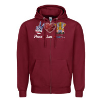 Burgundy Peace Love Veteran Zipper Hoodie - Bettercallsaul