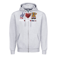 Heather Grey Peace Love Veteran Zipper Hoodie - Bettercallsaul