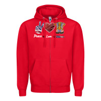 Red Peace Love Veteran Zipper Hoodie - Bettercallsaul