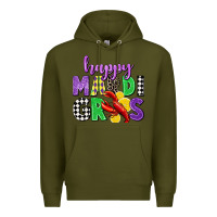 Army Green happy mardi gras Premium Hoodie - CowGirlArtShop