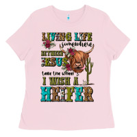 Bubblegum Pink living life somewhere between jesus take the wheel Ladies Tee - JahusDesignShop