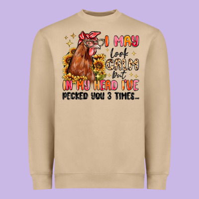 I May Look Calm But In My Head I've Pecked You Heavyweight Sweatshirt Designed By Maliassmallbusiness