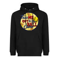 Black take me out to the ball game softball Heavyweight Hoodie - CowGirlArtShop