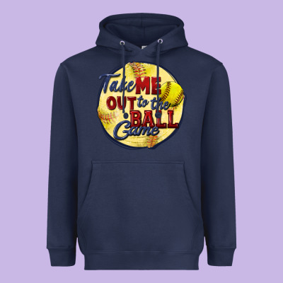 Take Me Out To The Ball Game Softball Heavyweight Hoodie Designed By Cowgirlartshop