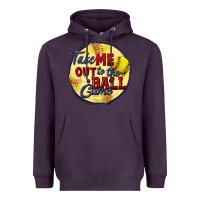 Plum take me out to the ball game softball Heavyweight Hoodie - CowGirlArtShop