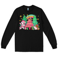 Black Unicorn Christmas trees Long Sleeve Tee - NancyCooperArtShop