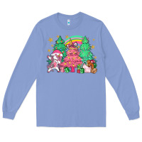 Colony Blue Unicorn Christmas trees Long Sleeve Tee - NancyCooperArtShop