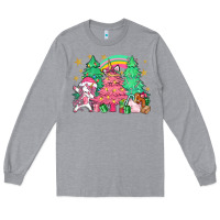 Heather Grey Unicorn Christmas trees Long Sleeve Tee - NancyCooperArtShop