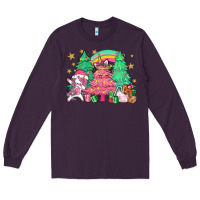 Plum Unicorn Christmas trees Long Sleeve Tee - NancyCooperArtShop