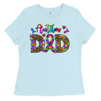 Baby Blue rainbow colors autism dad Ladies Tee - AdoDesignShop