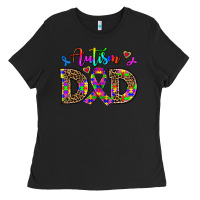 Black rainbow colors autism dad Ladies Tee - AdoDesignShop
