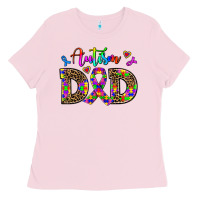 Bubblegum Pink rainbow colors autism dad Ladies Tee - AdoDesignShop