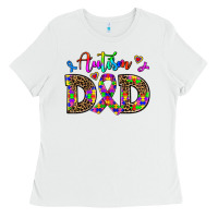 White rainbow colors autism dad Ladies Tee - AdoDesignShop