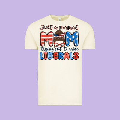 Just A Normal Mom Trying Not To Raise Liberals Vintage Tee Designed By Maliassmallbusiness