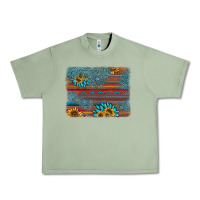 Oil Green sunflower gemstone serape background Urban Heavy Tee - AdoDesignShop