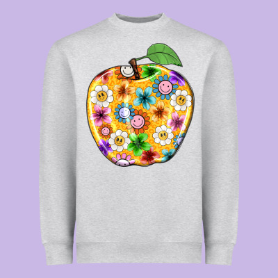 Colorful Flora Apple Teacher Heavyweight Sweatshirt Designed By Nancycooperartshop