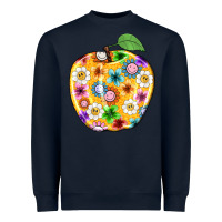 Navy colorful flora apple teacher Heavyweight Sweatshirt - NancyCooperArtShop