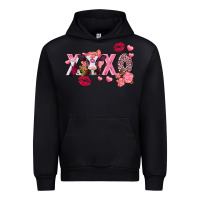 Black Xoxo Baby Cow Valentine's Day Urban Hoodie - FaDigitalArtStudio
