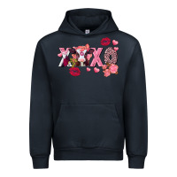 Navy Xoxo Baby Cow Valentine's Day Urban Hoodie - FaDigitalArtStudio