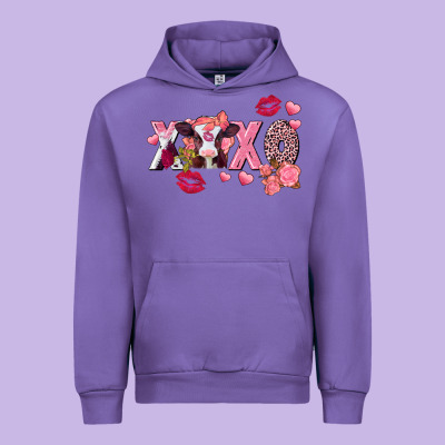 Xoxo Baby Cow Valentine's Day Urban Hoodie Designed By Fadigitalartstudio