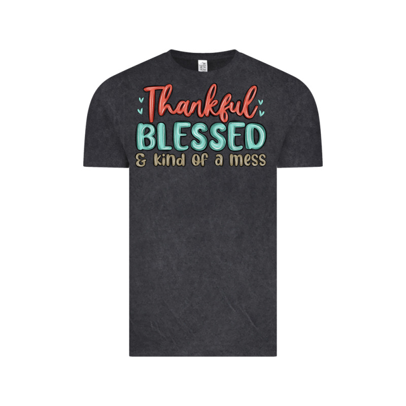 Thankful Blessed And Kind Of A Mess Vintage Tee by MaliasSmallBusiness | Teevron
