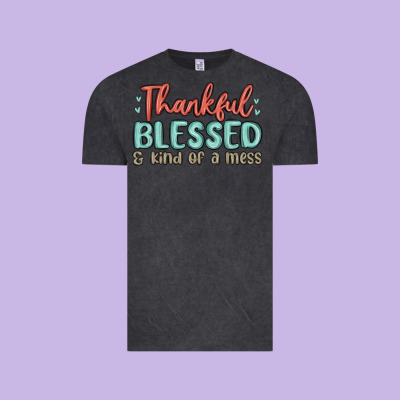Thankful Blessed And Kind Of A Mess Vintage Tee Designed By Maliassmallbusiness