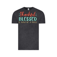Vintage Black thankful blessed and kind of a mess Vintage Tee - MaliasSmallBusiness