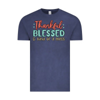 Vintage Denim thankful blessed and kind of a mess Vintage Tee - MaliasSmallBusiness