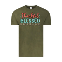 Vintage Olive thankful blessed and kind of a mess Vintage Tee - MaliasSmallBusiness