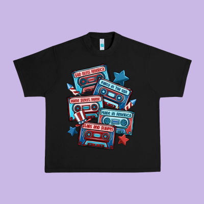 Usa America Cassette Tapes Urban Heavy Tee Designed By Maliassmallbusiness