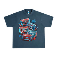 Midnight Navy usa america cassette tapes Urban Heavy Tee - MaliasSmallBusiness