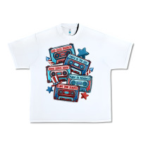 White usa america cassette tapes Urban Heavy Tee - MaliasSmallBusiness