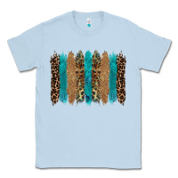 Dusty Blue glitter turqoise leopard tooled leather background Classic Tee - RanaPortraitStore