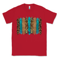 Red glitter turqoise leopard tooled leather background Classic Tee - RanaPortraitStore