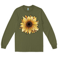 Army Green watercolor sunflower Long Sleeve Tee - JahusDesignShop