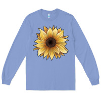 Colony Blue watercolor sunflower Long Sleeve Tee - JahusDesignShop