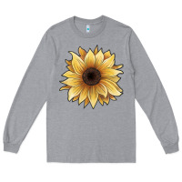 Heather Grey watercolor sunflower Long Sleeve Tee - JahusDesignShop