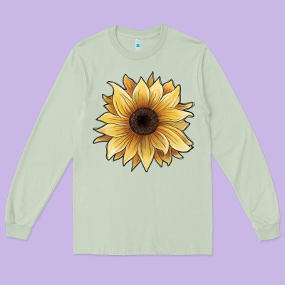 Watercolor Sunflower Long Sleeve Tee Designed By Jahusdesignshop