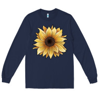 Navy watercolor sunflower Long Sleeve Tee - JahusDesignShop