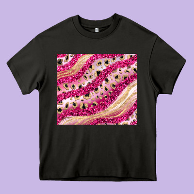 Pink Glitter Heavy Core Tee Designed By Jahusdesignshop