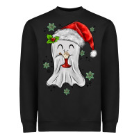 Black merry christmas ghost Heavyweight Sweatshirt - MaliasSmallBusiness