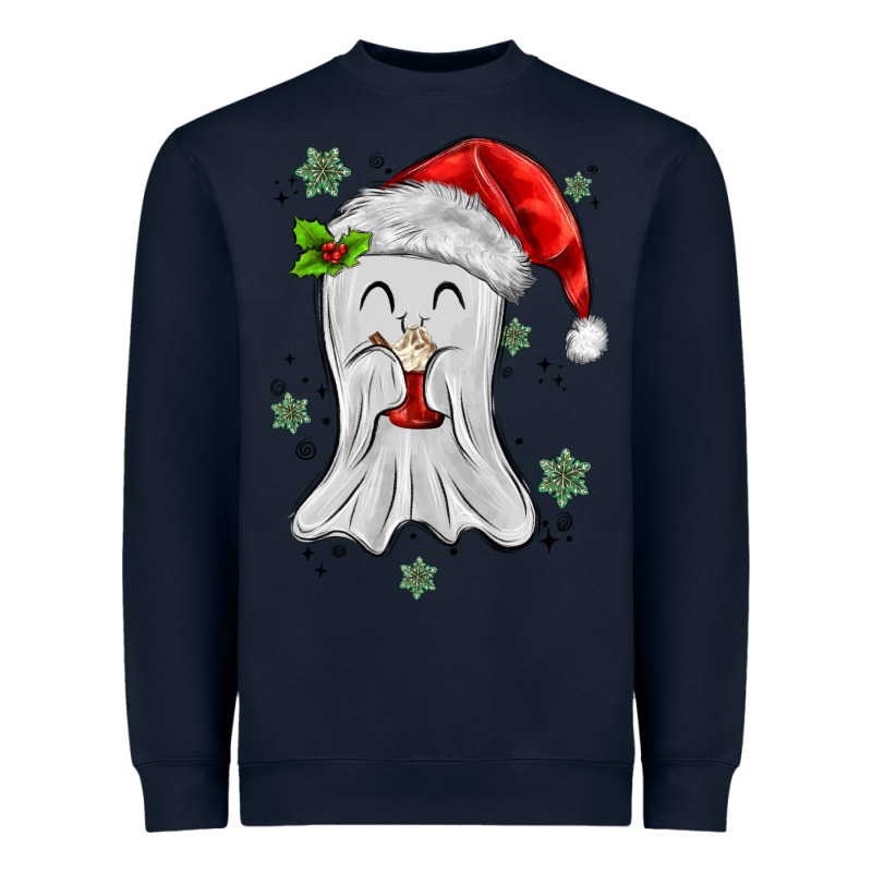 Merry Christmas Ghost Heavyweight Sweatshirt by MaliasSmallBusiness | Teevron