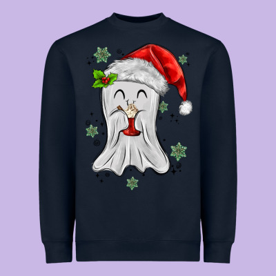 Merry Christmas Ghost Heavyweight Sweatshirt Designed By Maliassmallbusiness