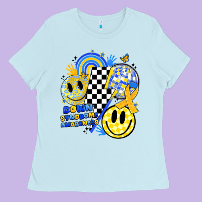 Retro Down Syndrome Awareness Ladies Tee Designed By Jahusdesignshop