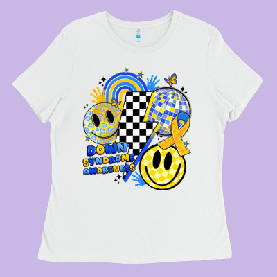 Retro Down Syndrome Awareness Ladies Tee Designed By Jahusdesignshop