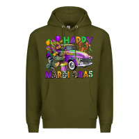 Army Green happy mardi gras truck Premium Hoodie - CowGirlArtShop